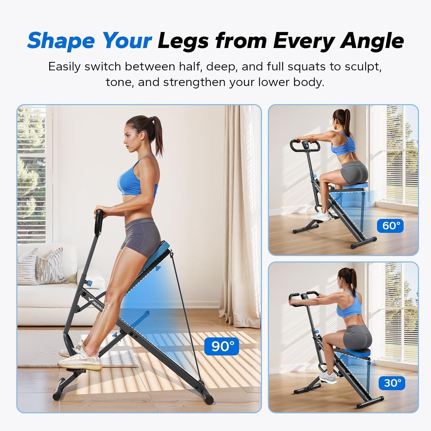 MERACH Squat Machine – Adjustable Resistance Foldable Leg Trainer for Glutes & Full-Body Workout, 350lbs Capacity - Image 3